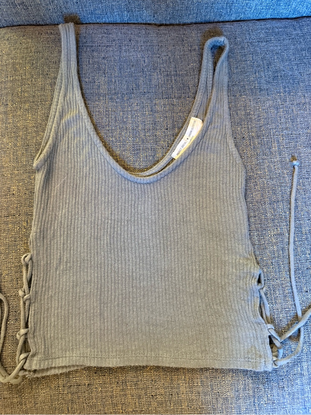 Project Social T Ribbed Side-Tie Tank Top - Gray